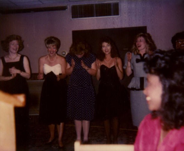Cheerleaders CHEERING for us at the class reunion.