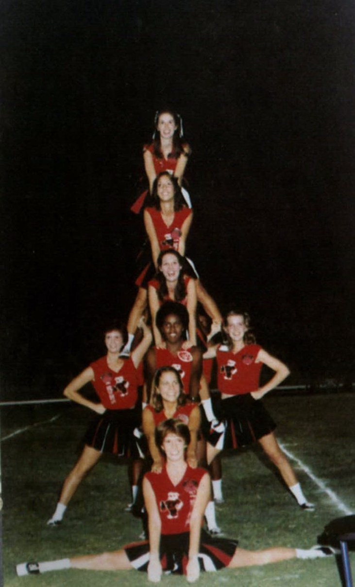 Picture taken from the 1980 yearbook of the Cheerleaders for that year.
